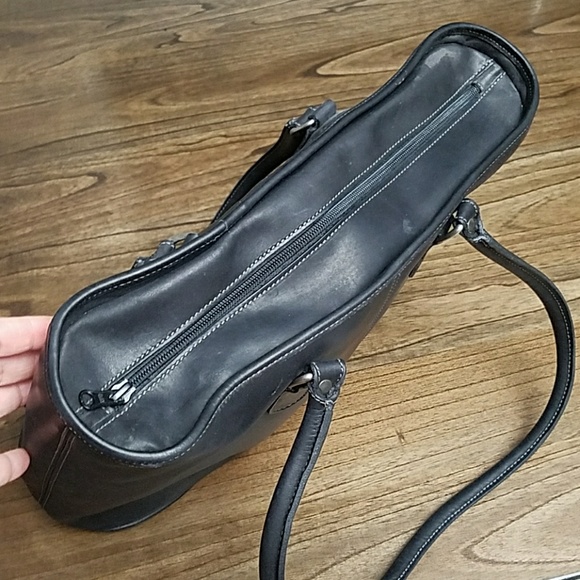 Levenger Black Leather Tote Handbag 10x14x3in - Picture 5 of 8